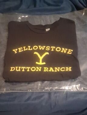 Yellowstone Dutton Ranch Mens Black T-Shirt with Yellow Logo
